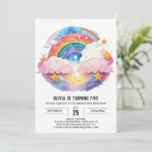 水の色ウィムシークラウド誕生日 招待状 (スタンド正面)