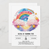 水の色ウィムシークラウド誕生日 招待状 (正面/裏面)