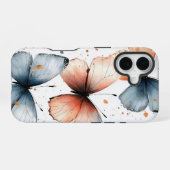 水の色ウィムシー飛行芸術的蝶ケース iPhone 16ケース (裏面横)