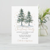 水の色ウィンターパイン金ゴールドクリスマス招待状 招待状 (スタンド正面)