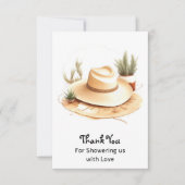 水の色ウェスタンアドベンチャーボーイ赤ちゃんシャワー サンキューカード (正面)