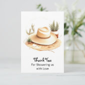 水の色ウェスタンアドベンチャーボーイ赤ちゃんシャワー サンキューカード (スタンド正面)