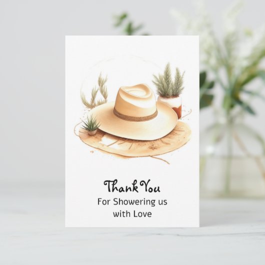 水の色ウェスタンアドベンチャーボーイ赤ちゃんシャワー サンキューカード (スタンド正面)