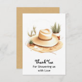 水の色ウェスタンアドベンチャーボーイ赤ちゃんシャワー サンキューカード (正面/裏面)