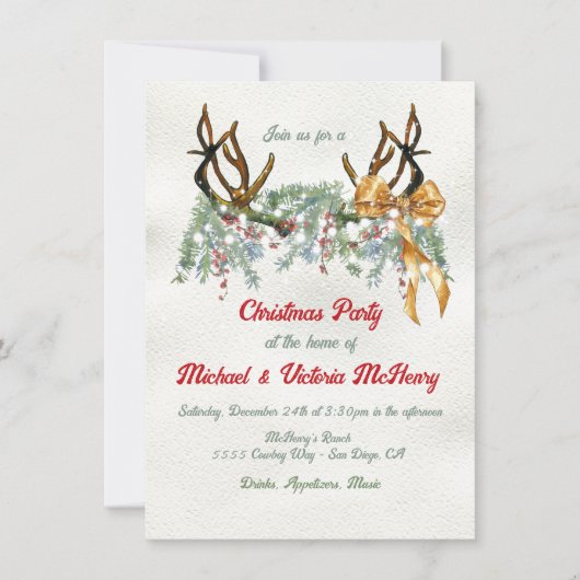 水の色ウェスタンアントラークリスマスパーティー 招待状 (正面)