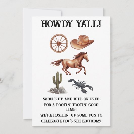 水の色ウェスタンキッドアート 招待状 (正面)