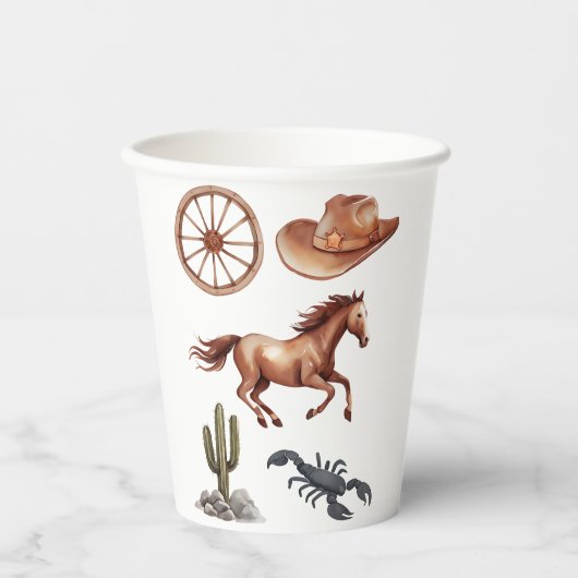 水の色ウェスタンキッドアート 紙コップ (正面)