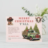 水の色ウェスタンクリスマスカウボーイクリスマスカード 招待状 (スタンド正面)