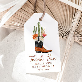 水の色ウェスタンブーツベビーシャワー ギフトタグ