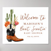 水の色ウェスタンブーツ赤ちゃんシャワーへようこそ ポスター (正面)