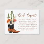 水の色ウェスタンブーツ赤ちゃんシャワーブックリクエスト エンクロージャーカード (正面)