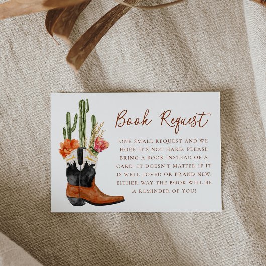 水の色ウェスタンブーツ赤ちゃんシャワーブックリクエスト エンクロージャーカード