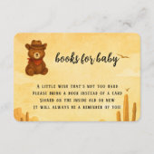 水の色ウェスタンベビーシャワーカウボーイブックリクエスト エンクロージャーカード (正面)