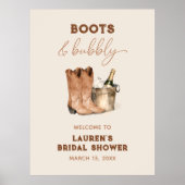 水の色ウェスタン女性のカーボーイシャワーウェルカムサイン ポスター (正面)