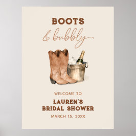 水の色ウェスタン女性のカーボーイシャワーウェルカムサイン ポスター