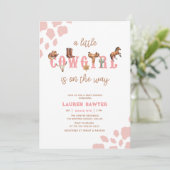 水の色ウェスタン女性のカーボーイベビーガールシャワー 招待状 (スタンド正面)