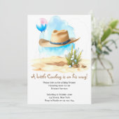 水の色ウェスタン:男の赤ちゃんのカウボーイシャワー 招待状 (スタンド正面)