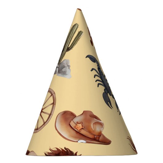 水の色ウエスタンキッドアートタン パーティーハット (右)