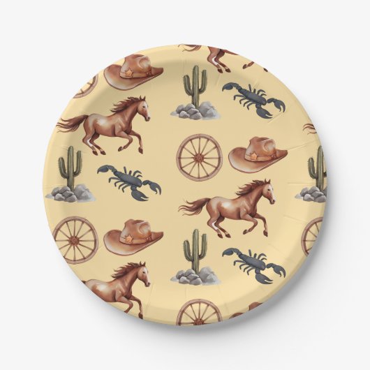 水の色ウエスタンキッドアートタン ペーパープレート (正面)