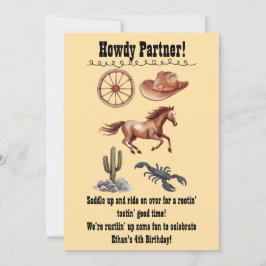 水の色ウエスタンキッドアートタン 招待状