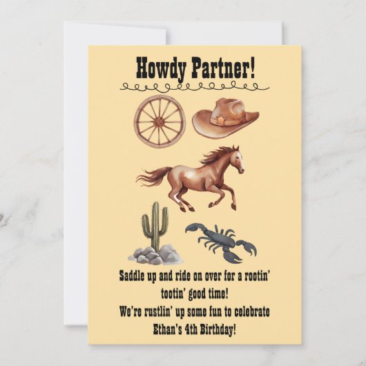 水の色ウエスタンキッドアートタン 招待状 (正面)