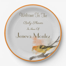 水の色ウエスタンタナガーイエローバードブランチ ペーパープレート