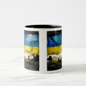 水の色ウクライナの戦いフラグ2トーンマグ， 11 ツートーンマグカップ (中央)