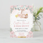 水の色ウサギと春の花イースター 招待状 (スタンド正面)