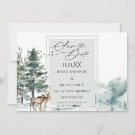 水の色ウッドランドフォレスト日付の招待を保存 セーブザデート