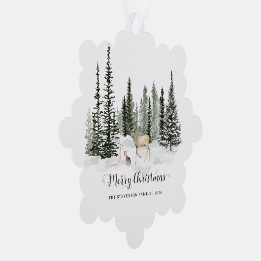 水の色ウッドランドメリークリスマス オーナメントカード (右)