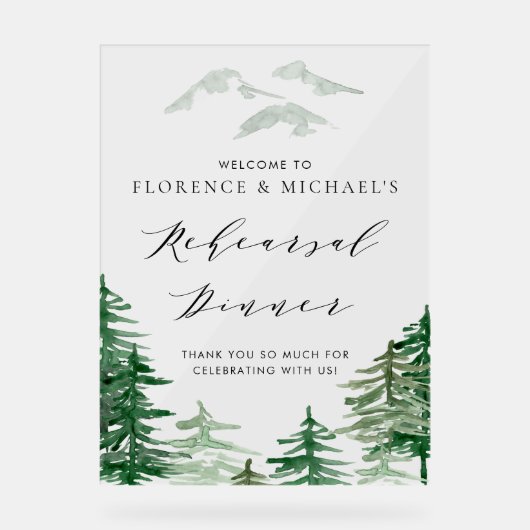 水の色ウッドランドリハーサルディナーウェルカム アクリルサイン (正面)