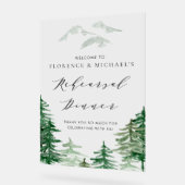 水の色ウッドランドリハーサルディナーウェルカム アクリルサイン (傾斜)