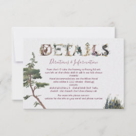 水の色ウッドランド結婚の詳細と情報カード 出欠カード
