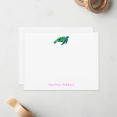 水の色ウミガメありがとう ノートカード (正面/裏面インサイチュ)