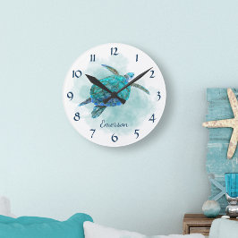 水の色ウミガメ海ビーチ名 ラウンド壁時計