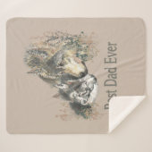 水の色ウルフ最高のパパ父エバー引用文 シェルパブランケット (正面(横))