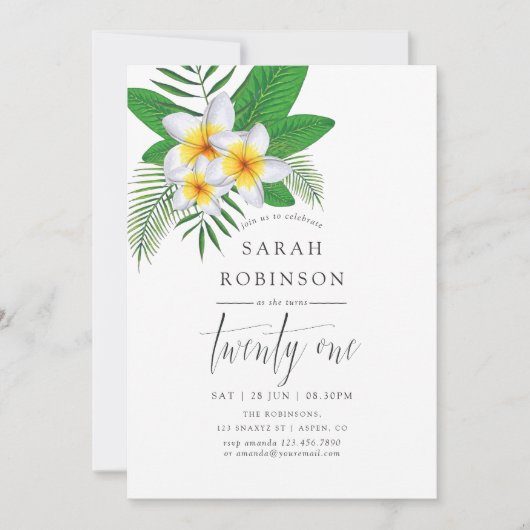 水の色エキゾチックなアロハルアウ(ハワイ式宴会)21st誕生日パーティー 招待状 (正面)
