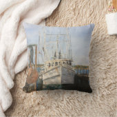 水の色エビのボート沿岸魚釣り海海 クッション (ブランケット)