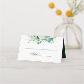 水の色エメラルドグリーンユーカリプトゥスホワイトローズ プレイスカード (正面)