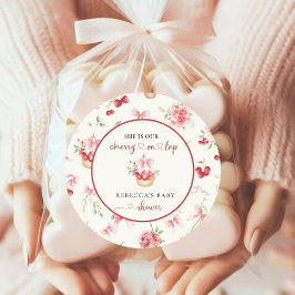 水の色エレガントさくらんぼコケットベビーシャワー ラウンドシール