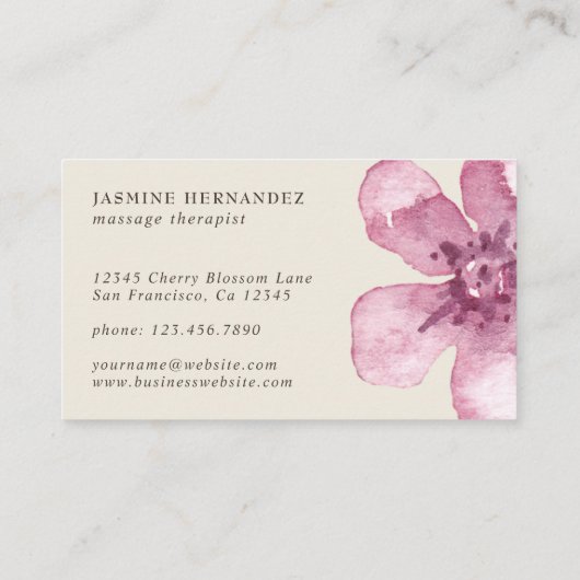 水の色エレガントさくらんぼブロッサムピンクフローラ 名刺 (裏面)