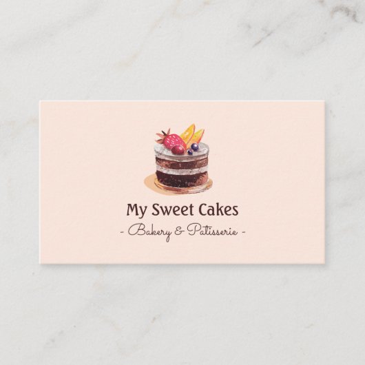 水の色エレガントのケーキpatisserieカップケーキデザート 名刺 (正面)
