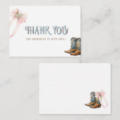 水の色エレガントのブーツまたは弓ベビーシャワー ノートカード (正面/裏面)