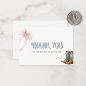 水の色エレガントのブーツまたは弓ベビーシャワー ノートカード (正面/裏面インサイチュ)