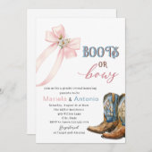 水の色エレガントのブーツまたは弓ベビーシャワー 招待状 (正面/裏面)