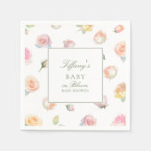 水の色エレガントのベビーで開花女の子ベビーシャワー スタンダードカクテルナプキン (正面)