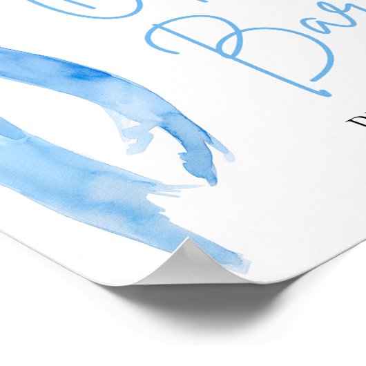 水の色エレガントほこりっぽいブルーボウ開いたバー標識 ポスター (角)