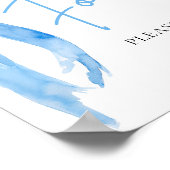 水の色エレガントほこりっぽいブルーボウ食品の看板 ポスター (角)