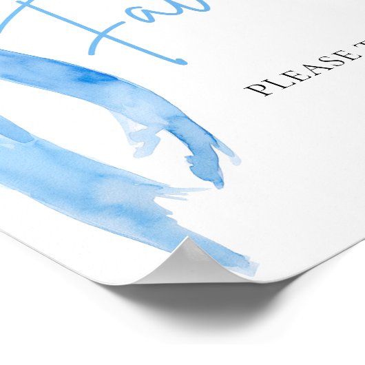 水の色エレガントほこりっぽい青い弓の好意サイン ポスター (角)