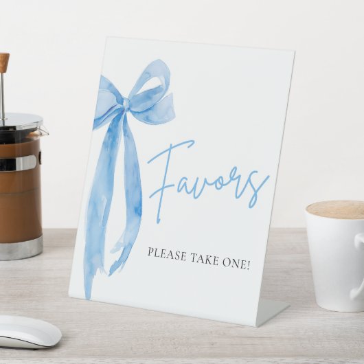 水の色エレガントほこりっぽい青い弓の好意サイン 台座サイン (インサイチュ)